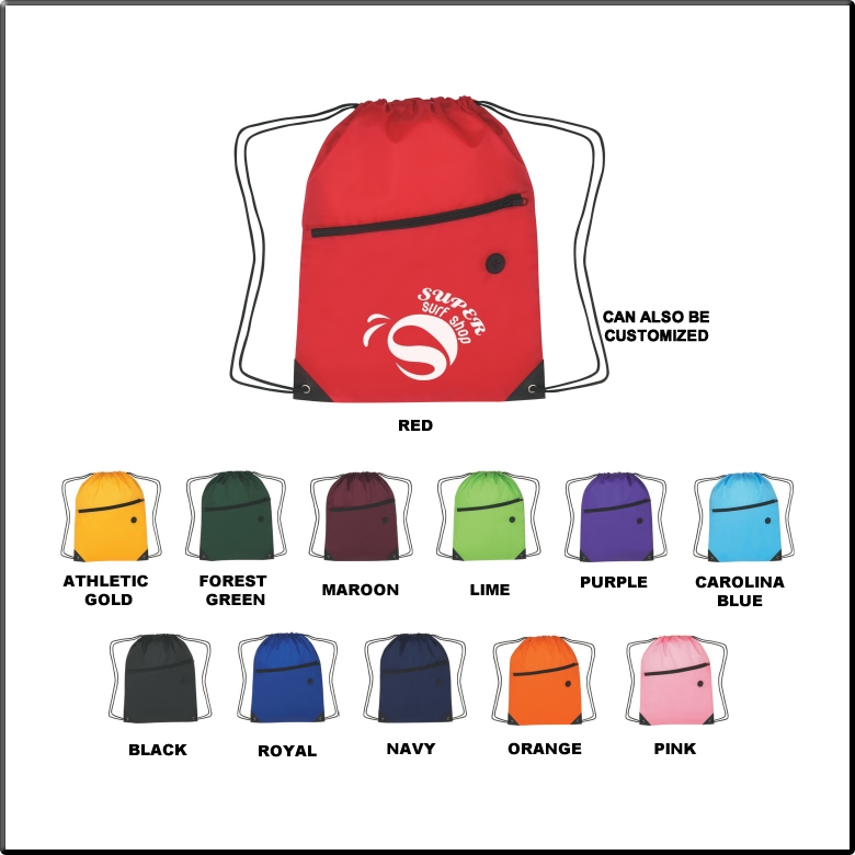 500 DRAWSTRING BACKPACKS With Front Zippered Pocket   MORE PRODUCTS IN 